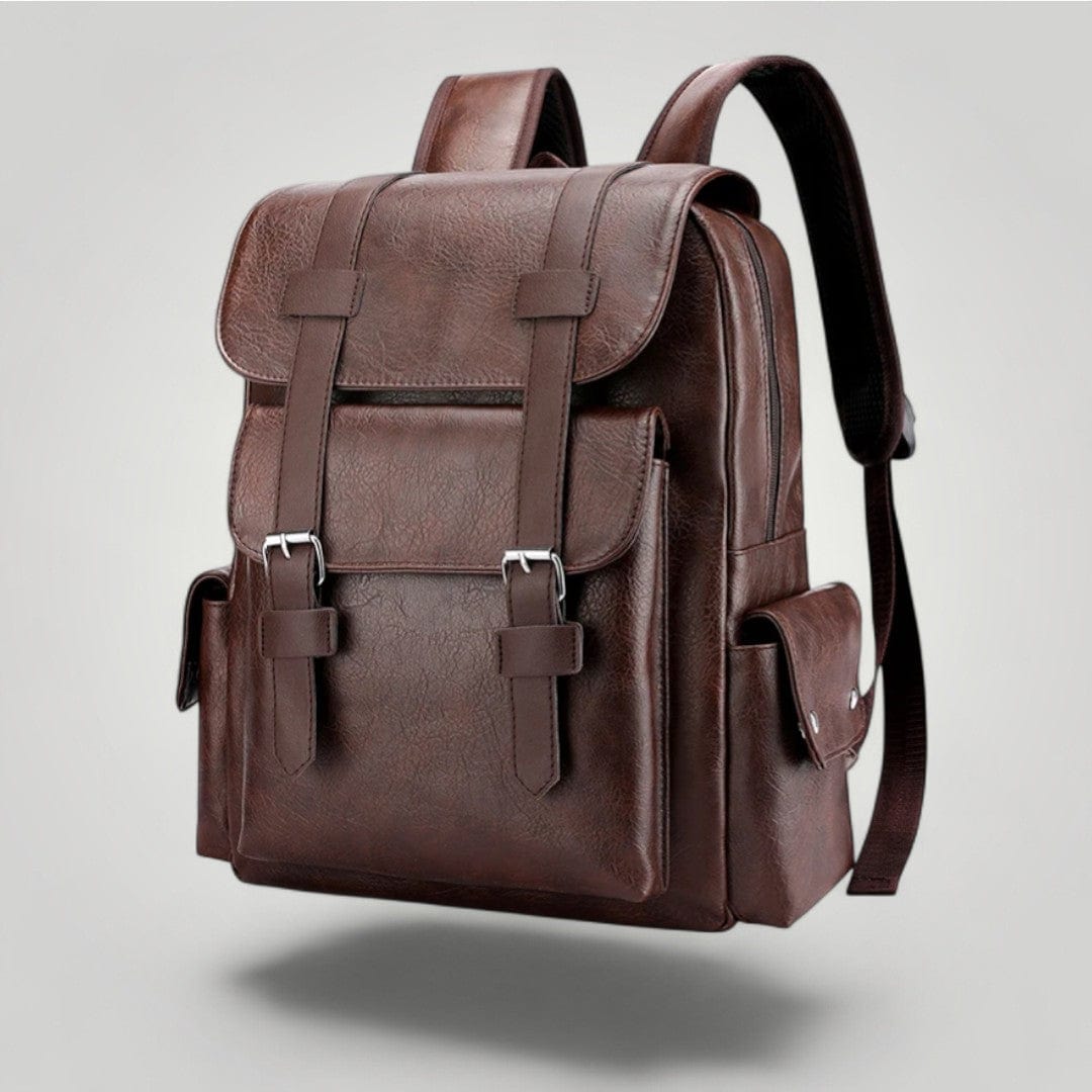 Sac à dos femme pour ordinateur portable en cuir Café