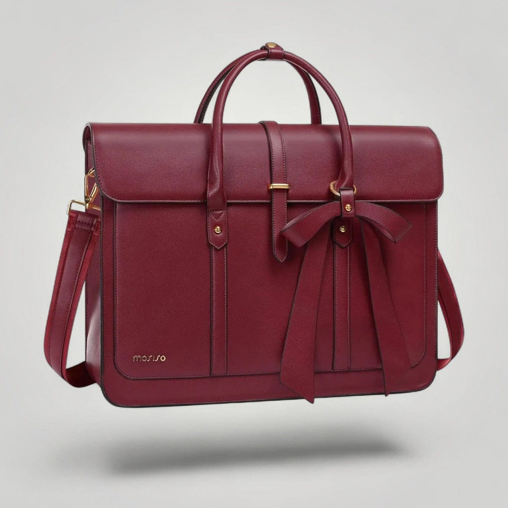 Sac Ordinateur 14 pouces pour Femme en Cuir Bordeaux / 14"