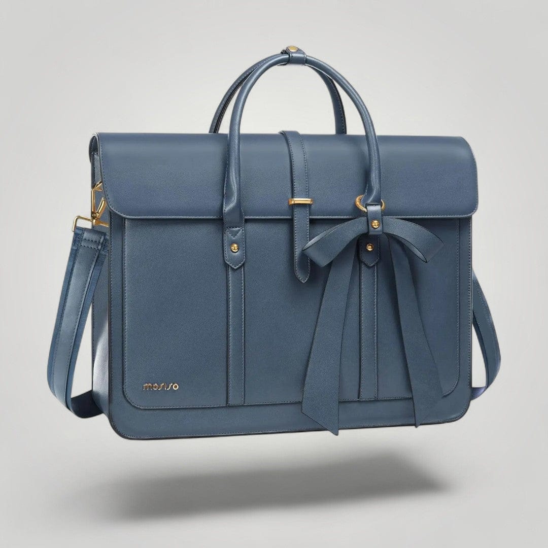 Sac Ordinateur 16 pouces pour Femme en Cuir Bleu Marine / 16"