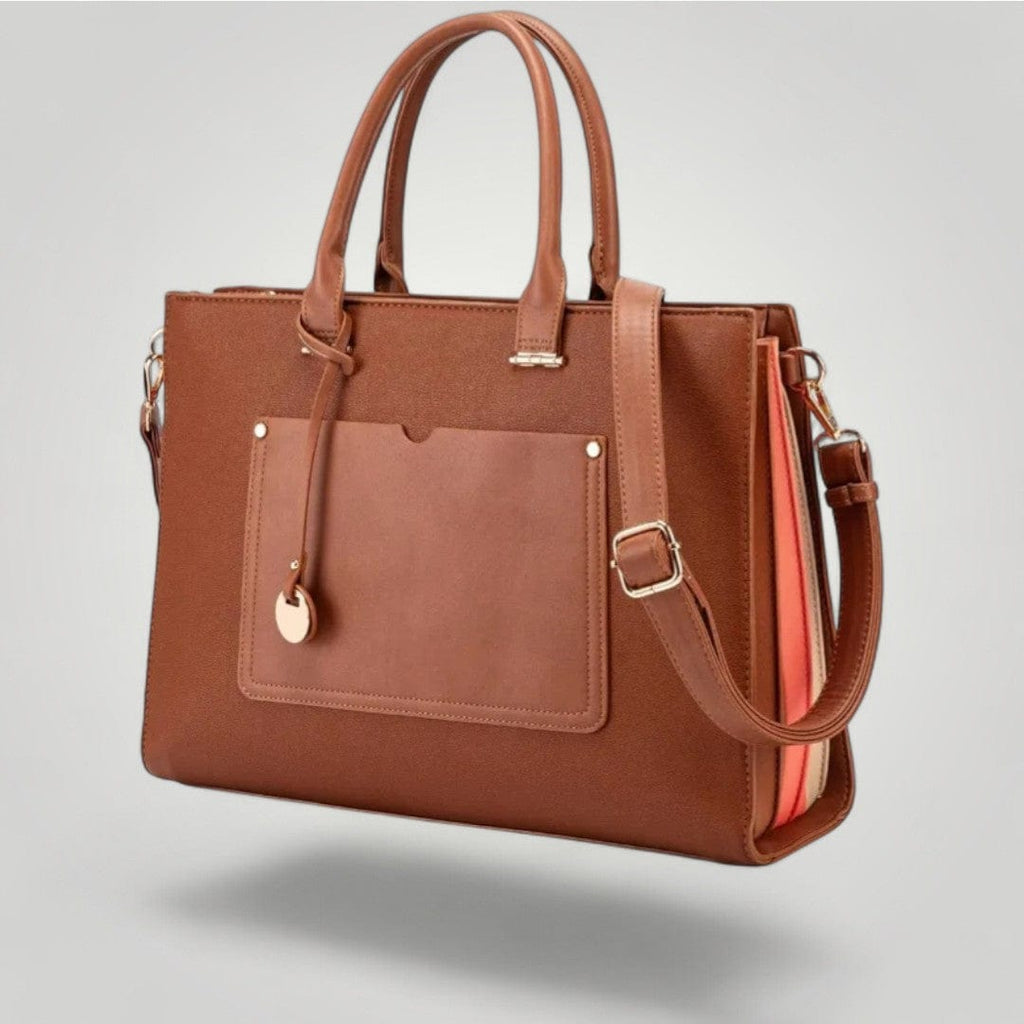 Sac Ordinateur pour Femme en Cuir Végan 14 pouces Marron
