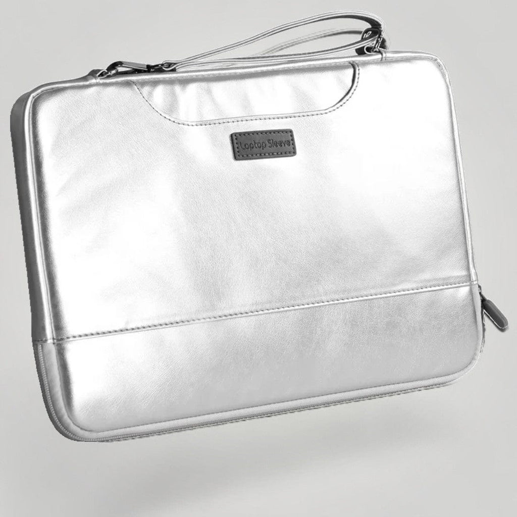 Sacoche Ordinateur Portable Femme en Cuir Végan | 15.6 pouces Argent / 15-15.6"