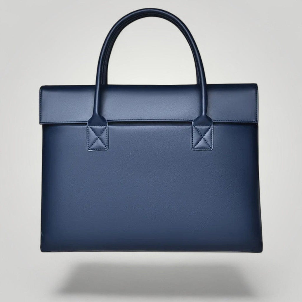 Sacoche Ordinateur pour Femme Originale en Cuir Végan Bleu Marine