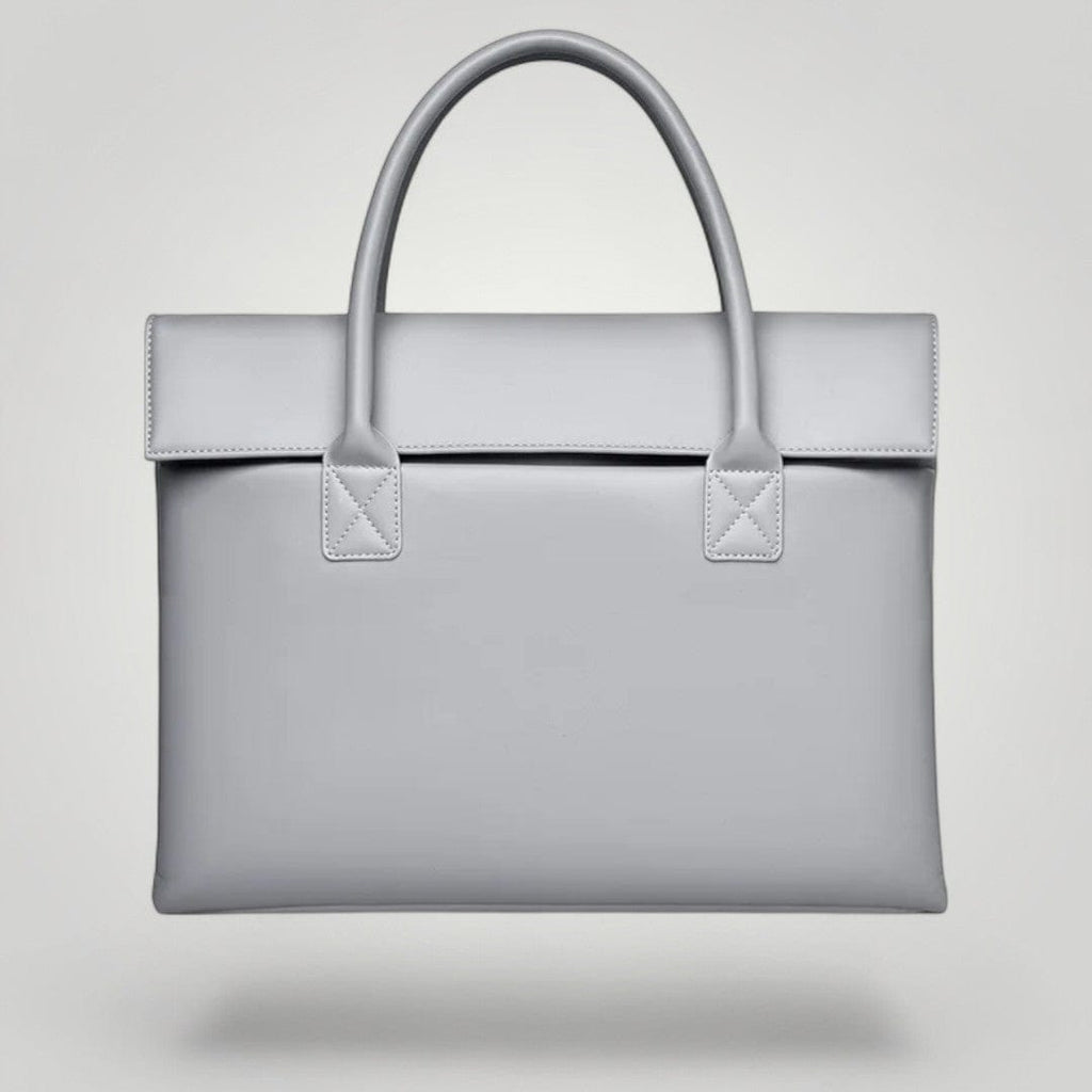 Sacoche Ordinateur pour Femme Originale en Cuir Végan Gris